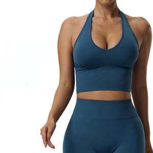 Nuevo Diseño Conjunto de Sujetador Deportivo y Top para Mujer, Logotipo Personalizado, Venta al por Mayor, Alta Elasticidad en 4 Direcciones, Spandex/Poliéster, Soporte Medio para Ejercicio - Product Image 2