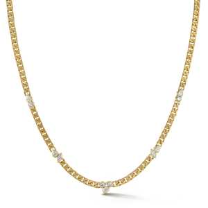 Cuban Link <b>Choker</b> Necklace Wholesale Pear Marquise Lab Grown Diamond 14K Real Solid Gold Thick Curb Chain Pendants Factory Price - Product Image 1