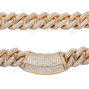 Cadena cubana Miami de 22 mm y 20 pulgadas, venta al por mayor de fábrica, plata de ley 925 chapada en oro, collares con incrustaciones de moissanita VVS, unisex, para fiestas y estilo urbano - Product Image 2