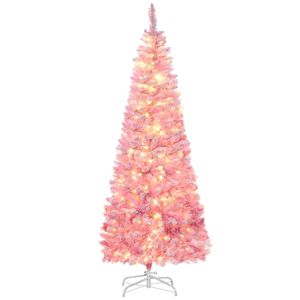 Albero di Natale Artificiale a Forma di Pino, 180 cm, Preilluminato con Effetto Neve, Luci LED Bianco Caldo Realistiche, Funzione di Apertura Automatica - Product Image 1