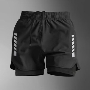 Men's Men's Two-Quarter Sports Shorts Marathon Running Quick-Dry Canvas Fitness Double-<b>Layer</b> Inner Lining Solid Front - Product Image 4