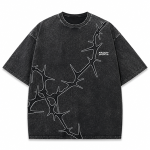 Vintage Acid Wash Oversized T Shirt Streetwear Men Graphic Print Heavy Cotton Drop Shoulder Unisex Custom Logo 2026 Fashion <b>Tee</b> - Product Image 4