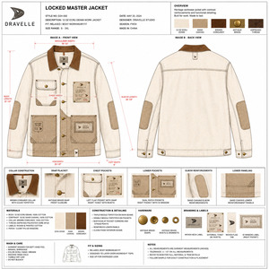 Heavyweight Ecru <b>Chore</b> <b>Jackets</b> For Unisex Tough Workwear Canvas Reinforced Corduroy Collar Factory - Product Image 5