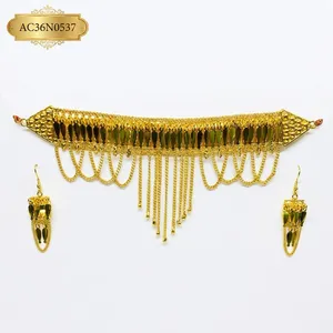 Nuevo Collar de Cadena de Eslabones de Latón a la Moda, Chapado en Oro de 18K, Joyería Árabe Chikset con Pendientes para Mujer - Product Image 2