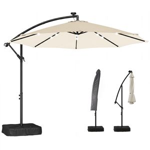 Ombrellone a braccio laterale da patio bianco crema con raggio di 2,7 m, leggero e con copertura protettiva - Product Image 1