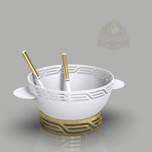 Bol à fruits Ramadan Palestine, ensemble de bols à salade de luxe, bol à fruits décoratif avec support, bol de service à base dorée, service moderne - Product Image 1