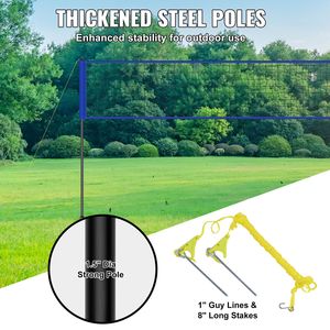Set Professionale Portatile da Pallavolo per Esterni con Pali in Acciaio Regolabili in Altezza e Rete in PVC, Attrezzatura da Campo C con Pompa - Product Image 4