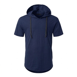 T-shirt à capuche pour homme, coupe classique, longueur standard, couleur unie, décontracté, imprimé, tissu tricoté, polyester/coton écologique, printemps - Product Image 1