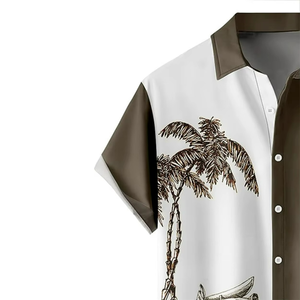 Camisas Hawaianas para Hombre con Logotipo Personalizado, Transpirables, Cuello Mao, Manga Corta Holgada, Estampadas con Serigrafía, para Playa y Resort, ODM - Product Image 2