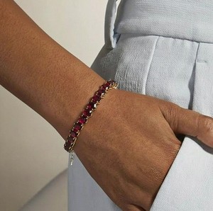 Lab Grown Ruby <b>Charm</b> Bracelet in 925 Sterling <b>Silver</b> Luxury Elegant Red Gemstone July Birthstone Jewelry Gift Women - Product Image 4