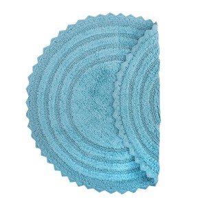 Alfombra de Baño Redonda de Algodón Azul, Tejida, de Color Sólido, con Base Antideslizante, Diseño con Mechones, Estilo Moderno, para Uso Doméstico - Product Image 2