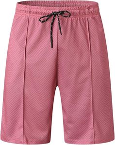Men's Pink Solid Quarter-Zip Embroidered Polo Shirt and Shorts <b>Set</b> Quick Dry <b>Knitted</b> Formal Summer Wear - Product Image 5