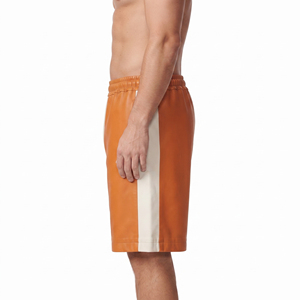 Shorts amples et décontractés en similicuir PU pour homme, taille mi-haute avec cordon de serrage, style urbain, coupe ample, coupe-vent et imperméables, vente en gros - Product Image 3