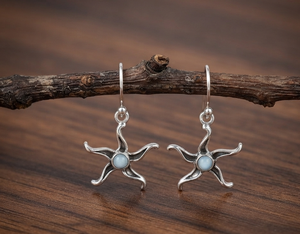 Pure 925 Sterling Silver Larimar Star <b>Dangle</b> <b>Earrings</b> Handmade Celestial Drop <b>Earrings</b> Women Gift Rose <b>Gold</b> & Yellow <b>Gold</b> Plated - Product Image 1
