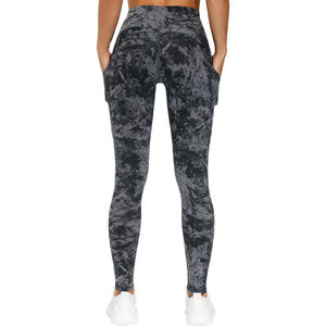 Leggings de Yoga taille moyenne imprimés camouflage pour femmes de haute qualité pantalon à taille élastique en Spandex/Nylon avec décoration à glissière - Product Image 6
