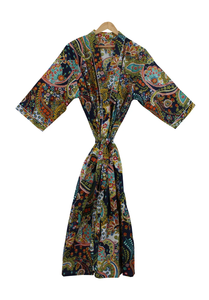 Bata Kimono de Algodón Suave y Transpirable con Estampado de Dibujos Animados Naaz Textile para Mujer, Camisón de Verano Hecho a Mano ODM con Cuello en V y Cintura Elástica - Product Image 5