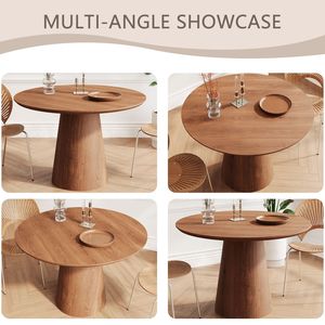 Tavolo da Pranzo Circolare Moderno Minimalista da 43 Pollici in Legno Naturale Colorato - Product Image 6