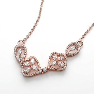 ออกแบบลูกแพร์และรอบสร้อยคอเพชรใน9K กุหลาบทอง | เครื่องประดับเพชรดี - Product Image 1