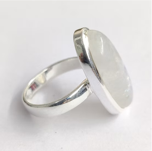 Anillo de Plata 925 con Piedra Lunar Grande Natural, Estilo Casual, Joyería con Piedras Preciosas - Colección de Diseño Artesanal - Product Image 3