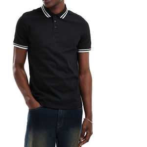 Nouveau design, polos décontractés pour hommes, séchage rapide, 100% coton, couleur unie, polo de golf pour hommes, couleur noire, manches courtes, été - Product Image 1