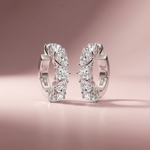 Boucles d'oreilles en diamant en forme de cœur pour femmes, diamant cultivé en laboratoire CVD HPHT, pour mariage et soirées - Product Image 2