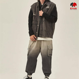 เสื้อกั๊กยีนส์ไร้แขน Ryan Pro Gear ดีไซน์ใหม่รักษ์โลก แฟชั่นสำหรับทุกเพศ พร้อมโลโก้แบบกำหนดเอง - Product Image 4