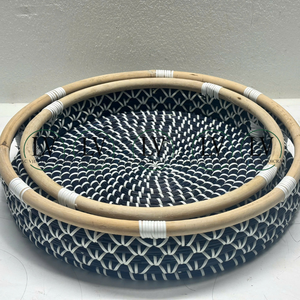 ชุดถาดเก็บของทรงกลมจากหญ้าทะเล 2 ใบ พร้อมถาดวางกาแฟสไตล์โบโฮหวาย สำหรับใส่ขนมและเครื่องดื่ม ราคาขายส่งจากเวียดนาม - Product Image 3