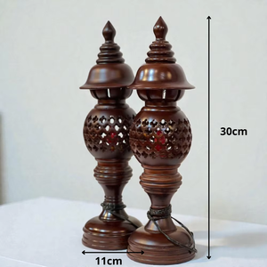 Juego de Lámparas de Mesa LED de Madera de Palisandro Hechas a Mano, Diseño Asiático Tradicional, Características Ecológicas para Decoración del Hogar - Product Image 6