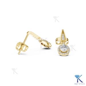 Lab Grown Diamond Brilliant Cut Halo Drop Earrings Triangle <b>Stud</b> 18K Solid Gold Fine Women Jewelry Geometric Wedding Bridal Gift - Product Image 6