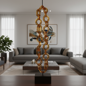 Sculpture abstraite moderne en acrylique à maillons de chaîne, accessoire de luxe pour la maison, pièce maîtresse artistique contemporaine pour salon - Product Image 3