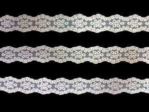 ลูกไม้ไนลอนออร์แกนซ่าสีขาวพรีเมียมลดราคาพิเศษ, ริบบิ้นปักลายดอกเดซี่, ลูกไม้โปร่งลายหยักสองชั้น - Product Image 2