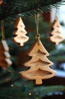 Ensemble de décorations d'arbre en cônes de bois, brun naturel, à plusieurs niveaux, pour table, pour fêtes, durable et écologique