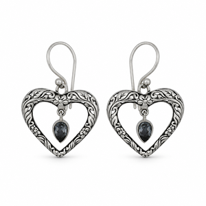 Boucles d'oreilles fines en argent sterling 925 avec topaze bleue naturelle facettée BER-28, prêtes à être expédiées, en stock, faible MOQ, bijoux indiens pour femmes - Product Image 1