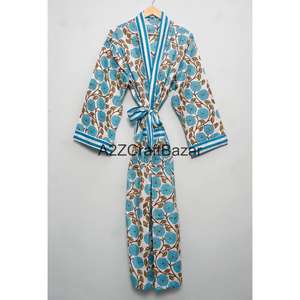 ชุดคลุมกิโมโนผ้าฝ้ายแท้ 100% สำหรับผู้หญิง ฟรีไซส์ มีแถบด้านหน้า ดีไซน์หรูหรา โรแมนติก ชุดนอน ชุดเดรส - Product Image 3