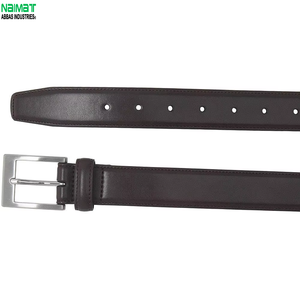 Cinturón Formal de Cuero Genuino, Hebilla Rectangular Plateada, Color Marrón Sólido, Estilo Ejecutivo para Hombre - Product Image 4