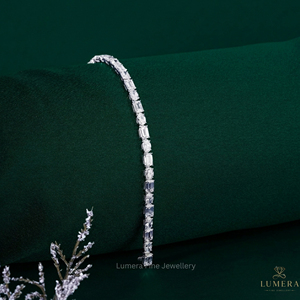 Bracelet tennis de luxe en diamants de laboratoire, taille émeraude et forme poire, pour femme, bijoux de mariage - Product Image 3