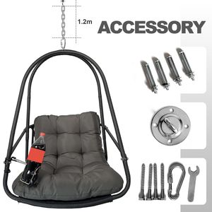 Sedia a dondolo a uovo con supporto a C per interni/esterni, in vimini e rattan, con cuscino incluso - Product Image 3