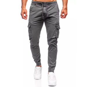 Pantalon Cargo Homme Gris Empilé à Séchage Rapide avec Cordon de Serrage Personnalisé et Multiples Poches – Vente en Gros - Product Image 1