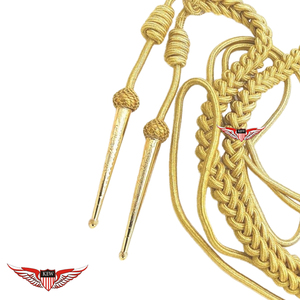 Golden <b>Braided</b> Parade Aiguillette Gold Aiguillette with Shoulder Board Gold Mylar - Product Image 2