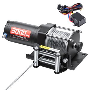 Verricello Elettrico 12V DC da 3000 Libbre con Cavo in Acciaio da 3/16 x 39,4 Piedi, Impermeabile IP55, Telecomando Cablato per ATV/UTV e Cinghie Auto - Product Image 1