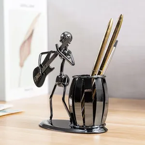 Sculpture de guitariste en métal, support de baril, figurine décorative moderne, durable, de haute qualité, pour la maison, le bureau - Product Image 2