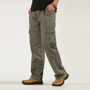 Pantalones Cargo Rectos Cómodos Lisos Teñidos Personalizados al por Mayor para Hombre, Pantalones Casuales de Algodón Antiarrugas con 6 Bolsillos, Diseño Personalizado - Product Image 1