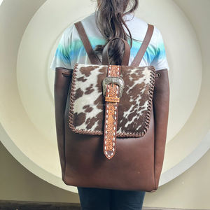 Nouveau sac à dos en cuir repoussé à la main Vintage grande capacité sangle réglable sac à dos de voyage en cuir de vachette véritable pour femmes - Product Image 4