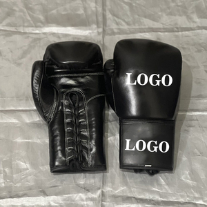 Factory Manufacture Custom Logo Boxing Gloves Lace Up Genuine Leather Professional Training Boxing Gloves For Adults - Product Image 2