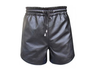 Pantalones Cortos de Cuero Genuino para Hombre, Pantalones Cortos Casuales de Piel de Vaca de Primera Calidad, Venta al por Mayor OEM - Product Image 1