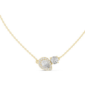 Pendentif en or blanc 14 carats avec diamants de laboratoire en forme de poire et ronds pour femmes |   Vêtements de tous les jours |   Nouveau diamant cultivé - Product Image 2