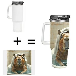 40Oz Stainless Steel Tumbler With Guinea Pig Bath Design For <b>Coffee</b> Or Tea - Product Image 1