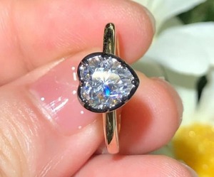 Anillo Solitario Romántico con Corazón de Circonita Cúbica, Joyería de Oro Sólido para Mujer, Diseño de Anillo de Compromiso con Engaste de Bisel, Regalo Sorpresa para Novia, Aniversario - Product Image 2
