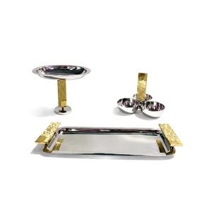 Metal Marble & Wood Contemporary Round Serving Tray/<b>Platter</b>-Eco-Friendly <b>Disposable</b> Party <b>Platter</b> - Product Image 1