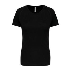 T-shirt à manches courtes pour femme, séchage rapide, respirant, couleur unie, col rond, coupe ajustée, tricoté en polyester, décontracté, printemps-été - Product Image 4